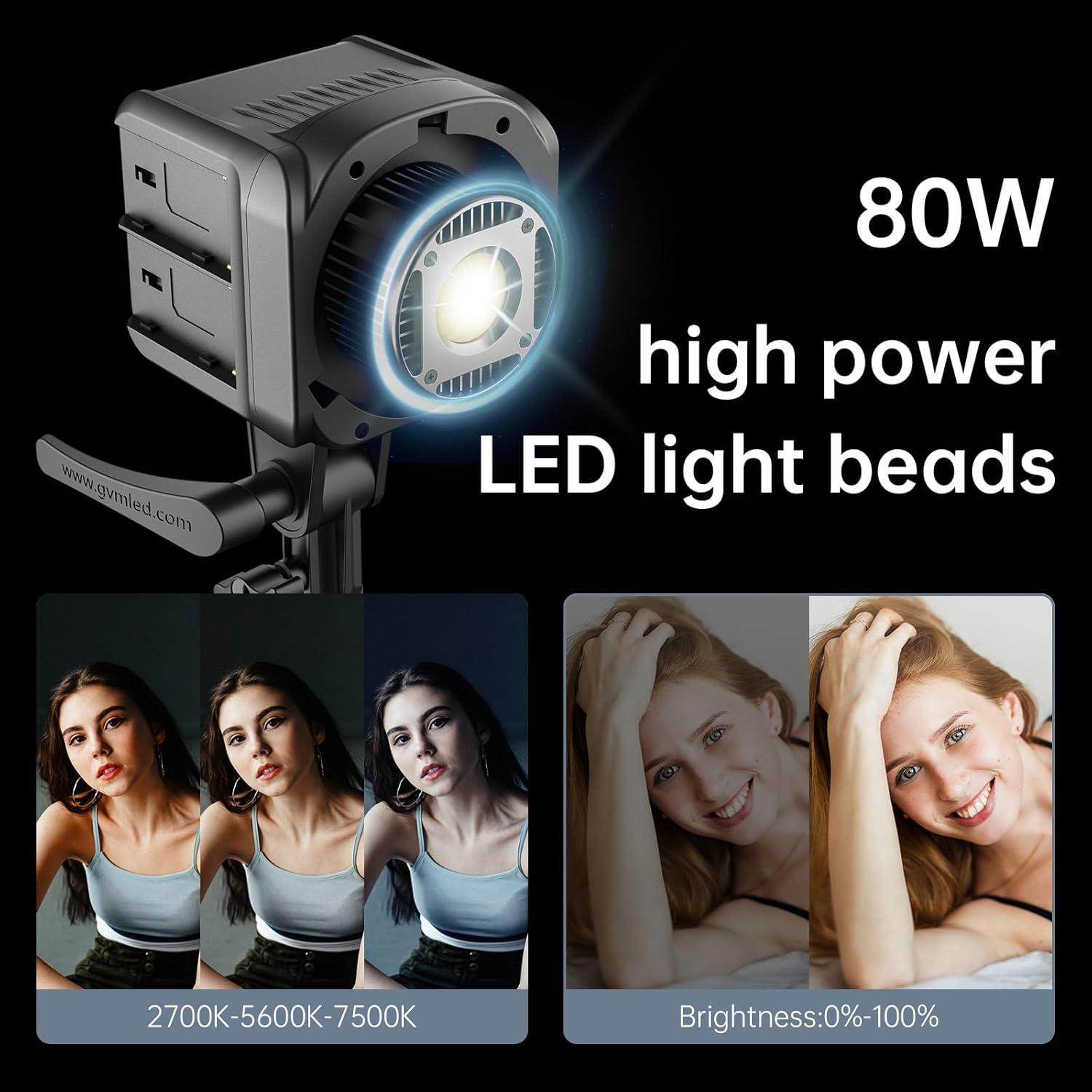 Kit de Luz LED de Video GVM SD80D 80W con Softbox y Control APP