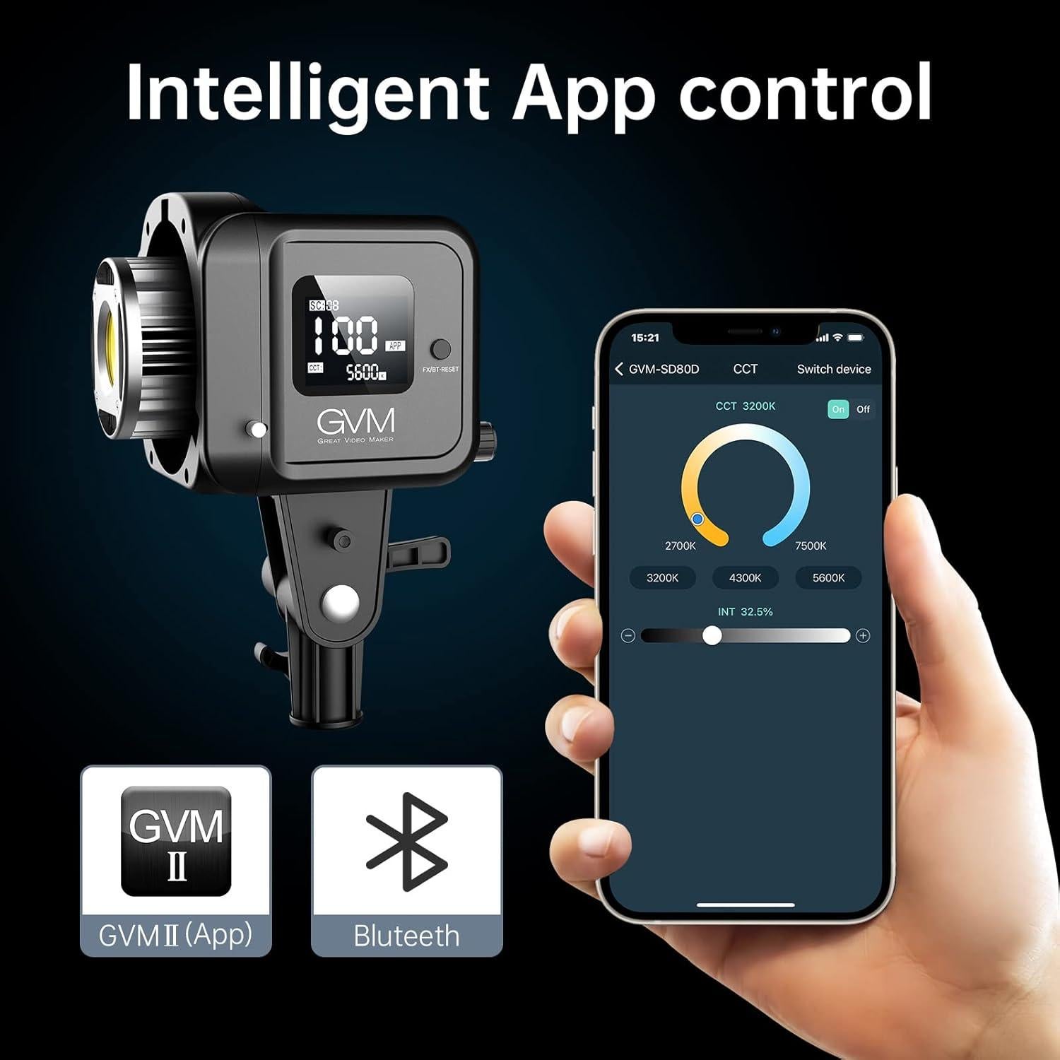 Kit de Luz LED de Video GVM SD80D 80W con Softbox y Control APP