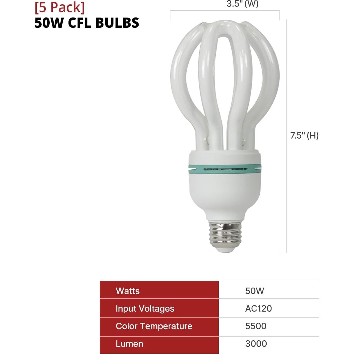 LimoStudio [3,000W Super Bright] 24 x 36 inch (W x H) Large Softbox with 15,000 Lumen / 5-Slot Bulb Socket Head Individual Control on Each Slot / 5 Pack 50W CFL Bulbs 5500K, Heavy Duty Stand, AGG2276