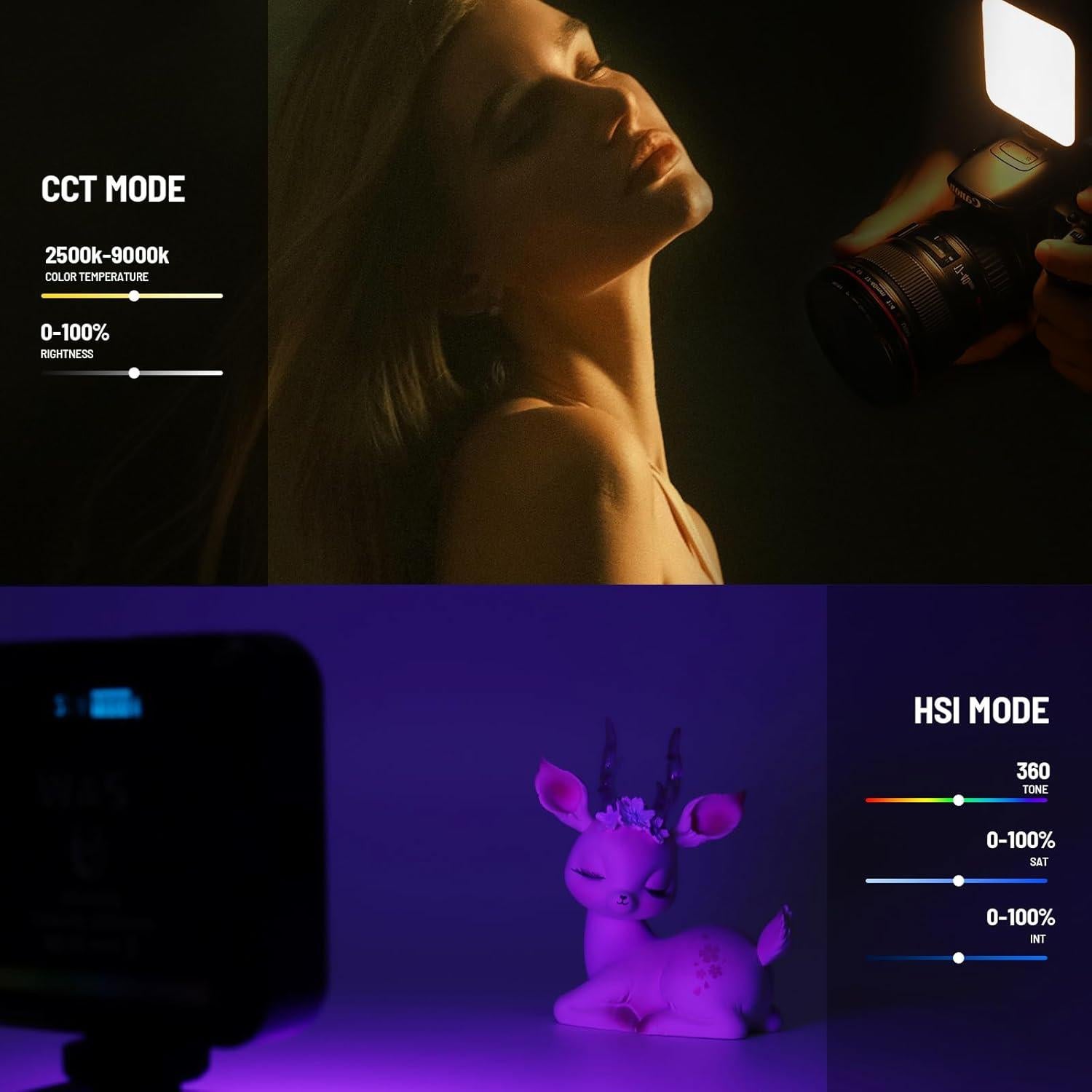 Luz de Video LED RGB Aiuca AUW140 2000mAh 20 Modos