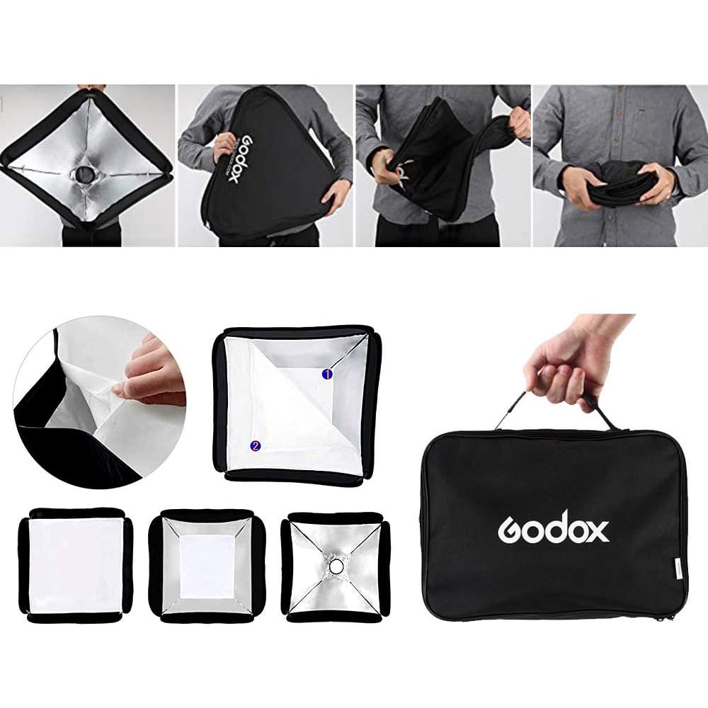 Kit Softbox Plegable GODOX 80x80cm con Soporte S2 para Flash