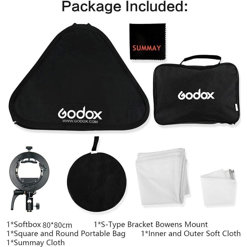Kit Softbox Plegable GODOX 80x80cm con Soporte S2 para Flash