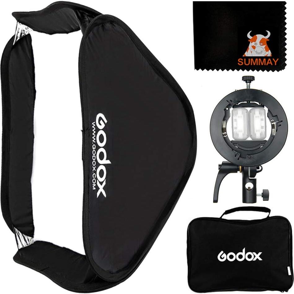 Kit Softbox Plegable GODOX 80x80cm con Soporte S2 para Flash
