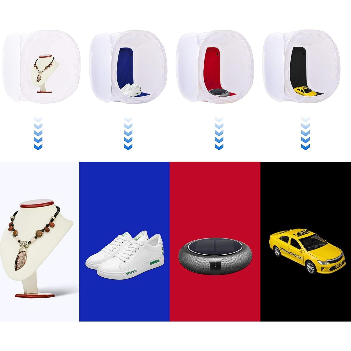 Tienda de Luz Cubo Fotográfico Bestshoot 61 cm con 4 Fondos