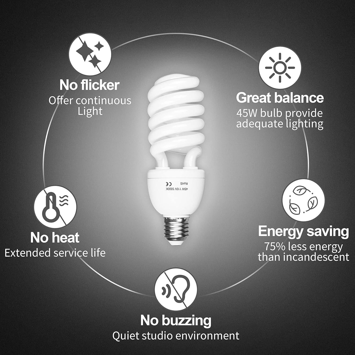 Bombilla CFL EMART 2x45W 5500K Espectro Completo para Fotografía
