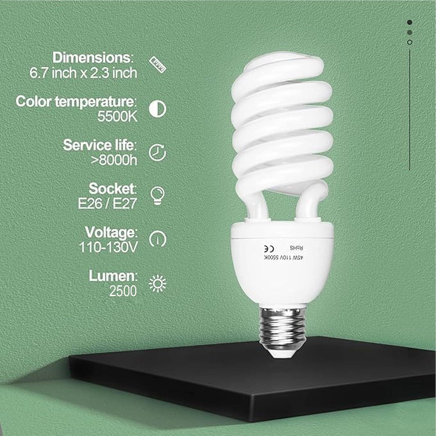 Bombilla CFL EMART 2x45W 5500K Espectro Completo para Fotografía