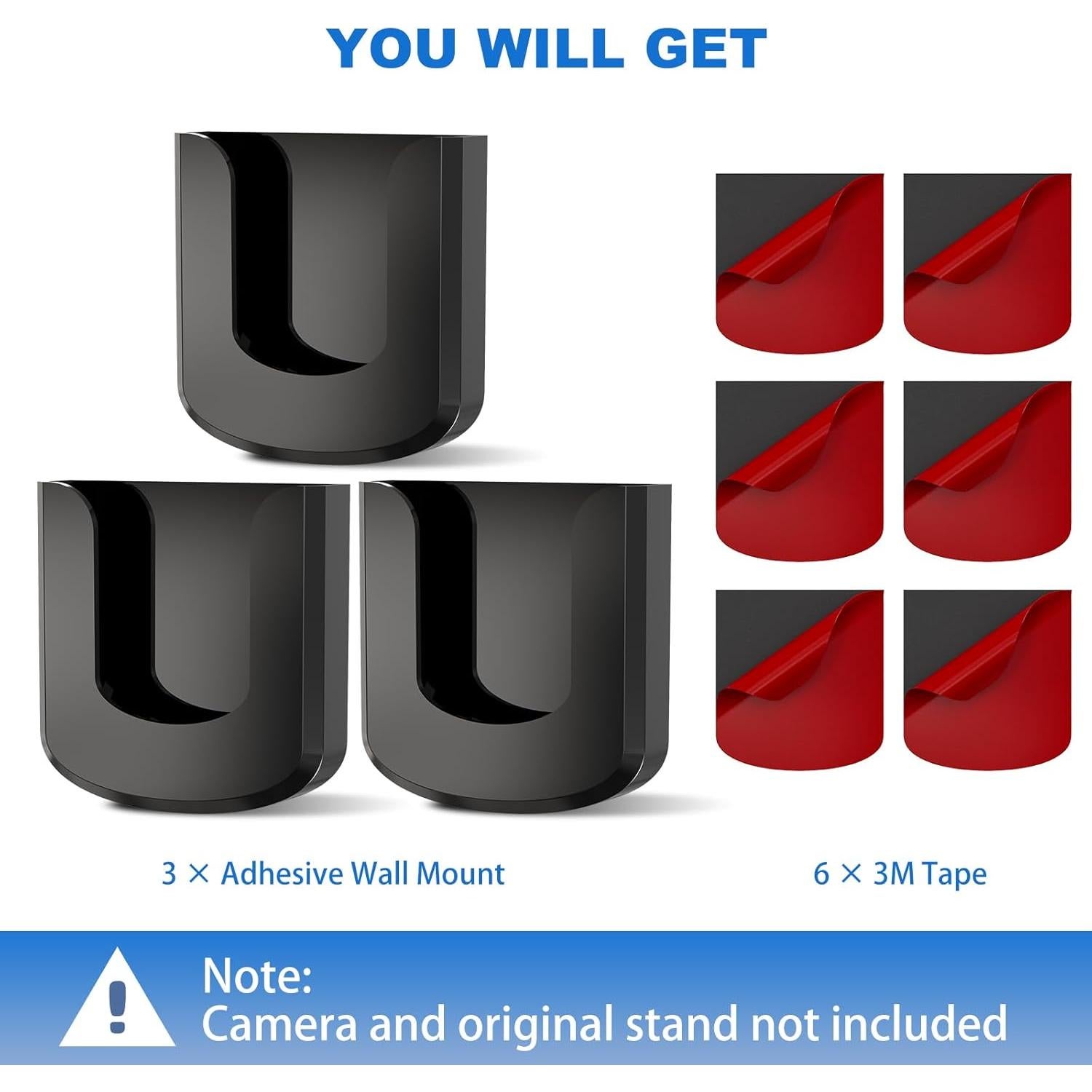 Soporte de cámara Blink sin taladrar - 3 paquetes - Negro