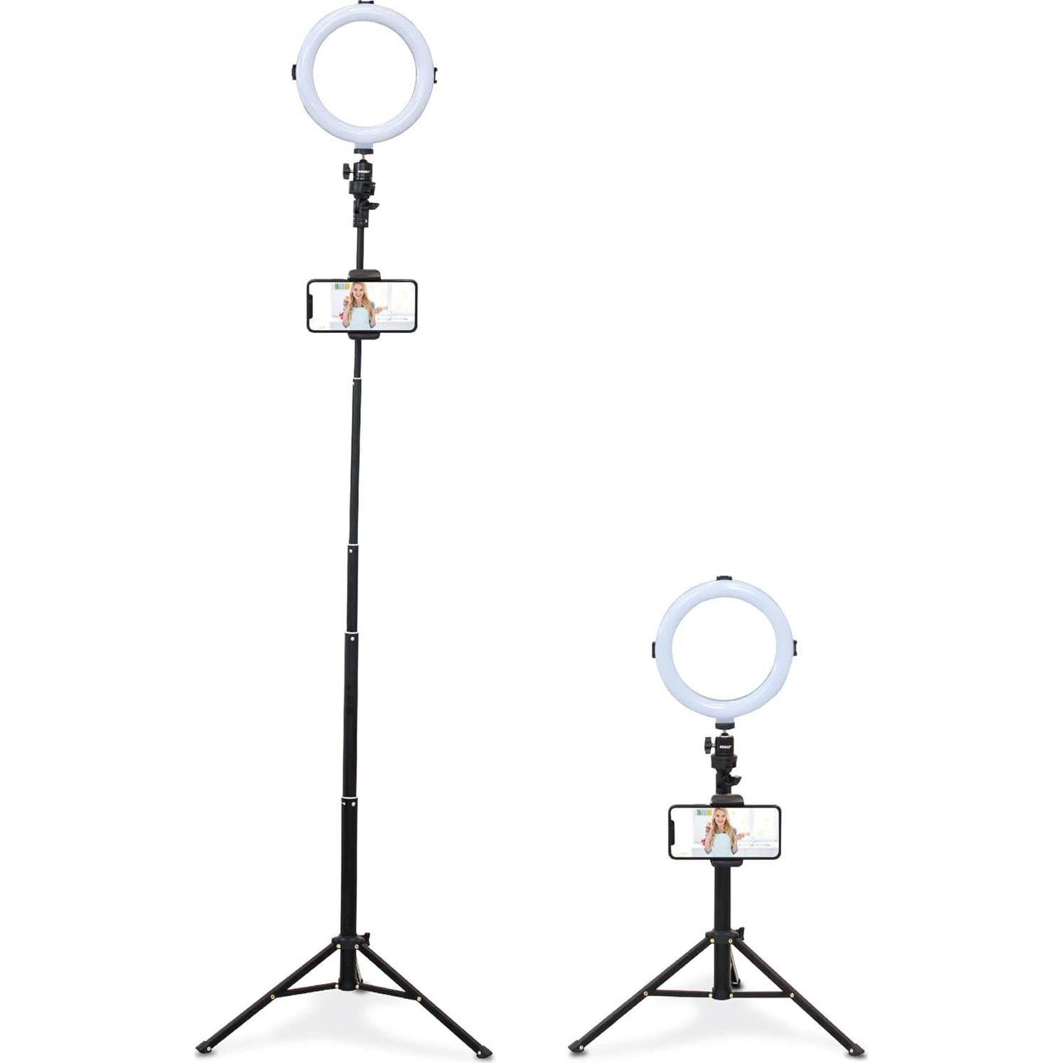 Luz de Anillo Selfie Bower 20 cm con Trípode Ajustable y Soporte