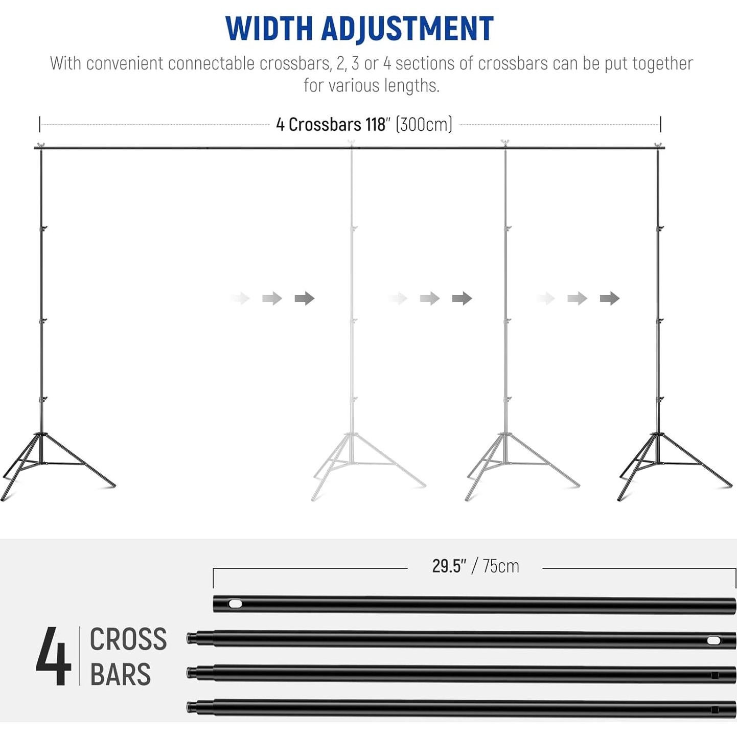 Soporte de Fondo Ajustable NEEWER 2.6m x 3m Kit Completo