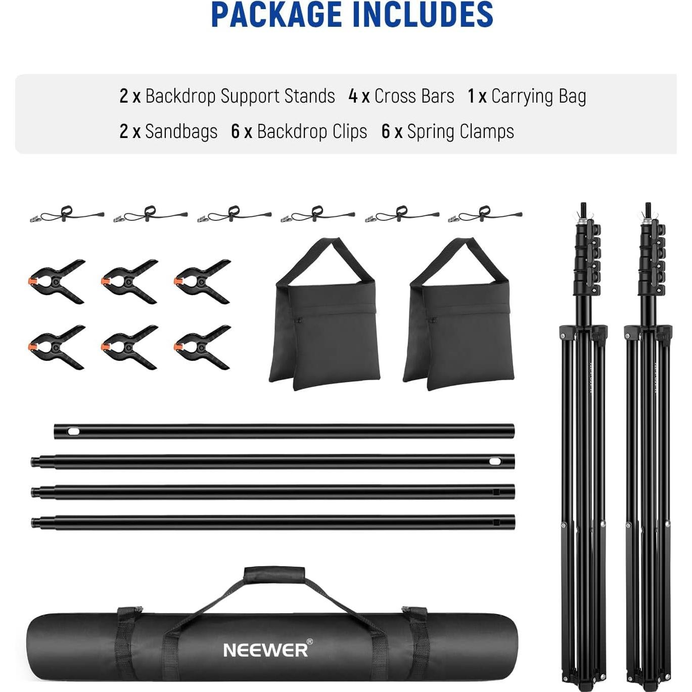 Soporte de Fondo Ajustable NEEWER 2.6m x 3m Kit Completo