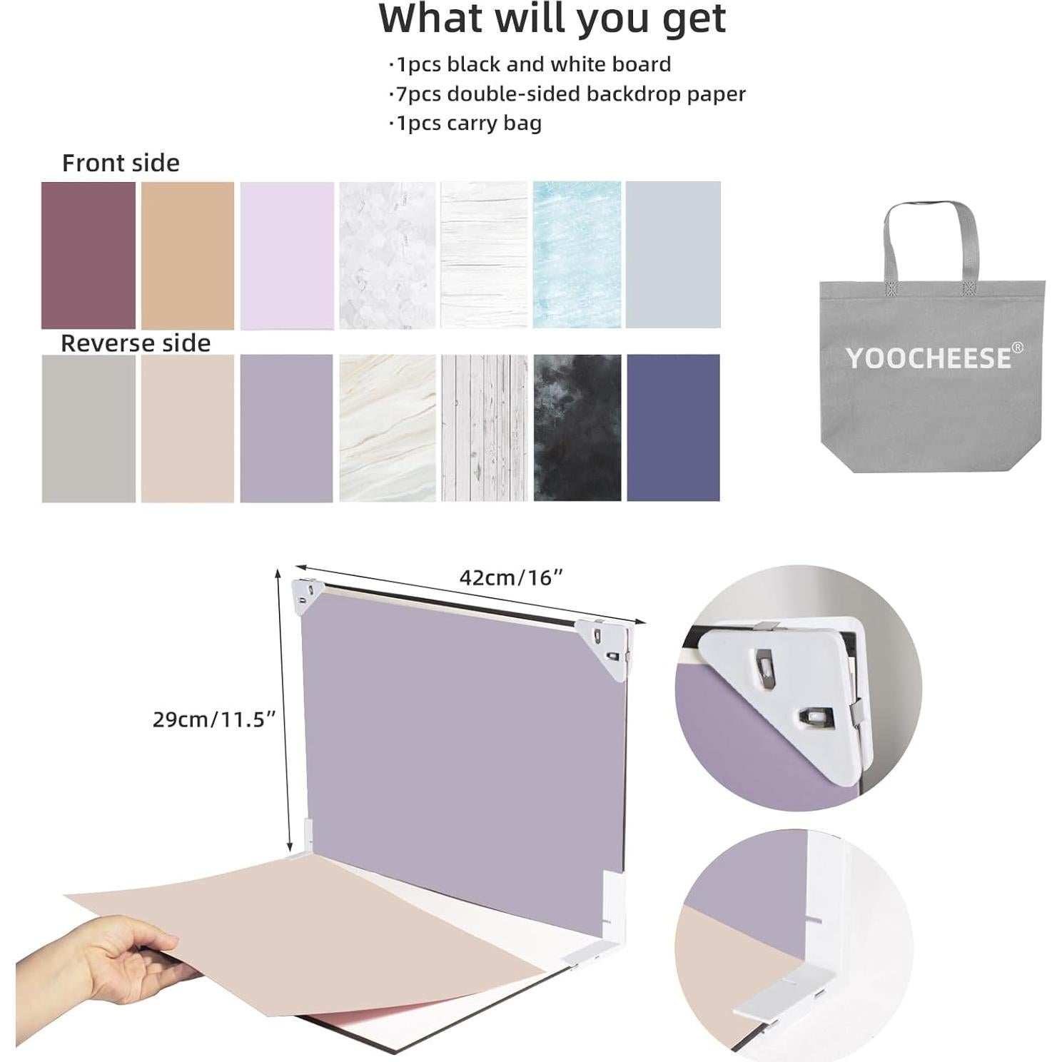 Photo Backdrop for Product Photography: 16.5X11.7 Double-Sided Paper with Shadow Board Props for Food,Small Item Photos - Content Creator,E-Commerce Seller Background Kit.(7pcs/14pattern)