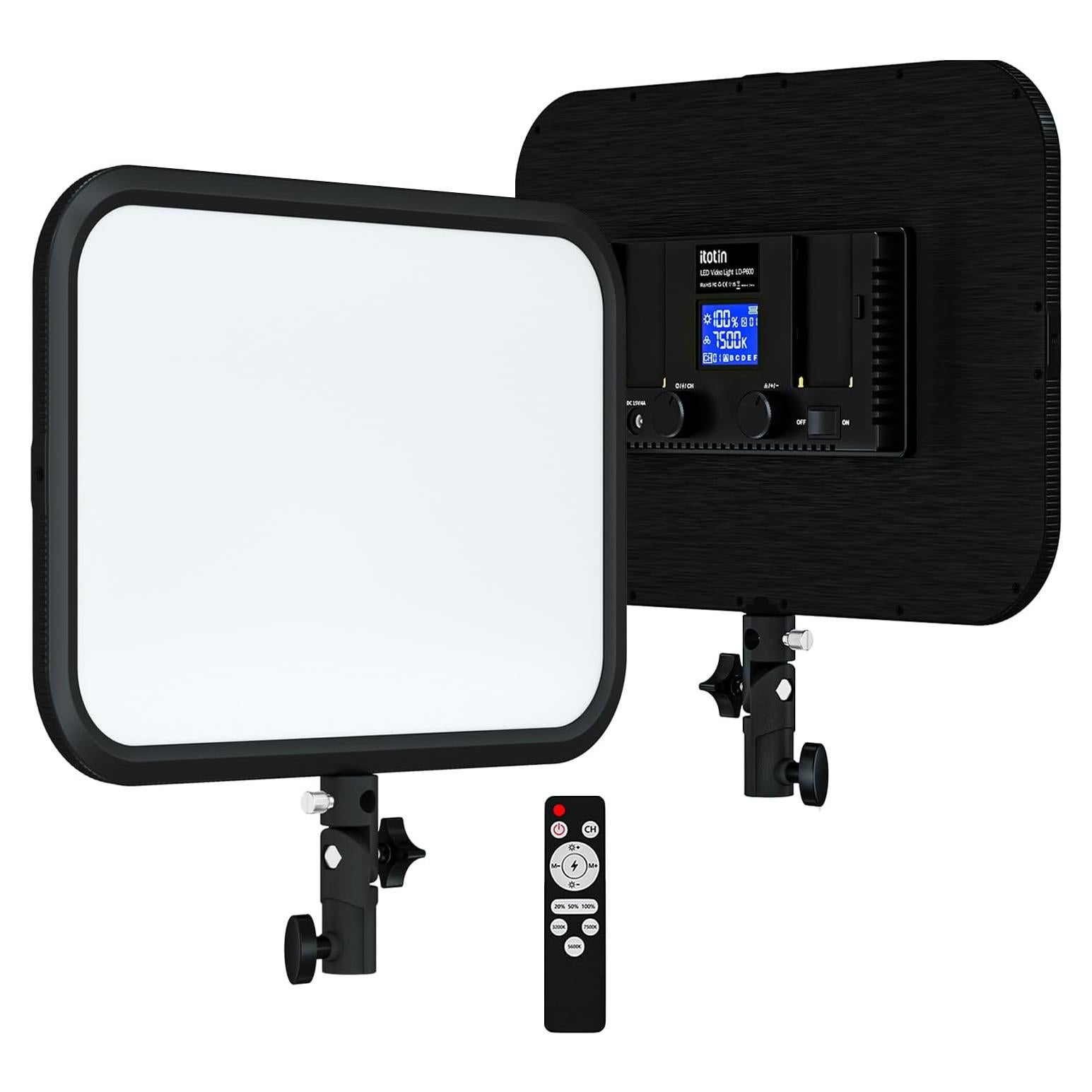 LED Video Light Panel, 45W LED Video Light Studio Photography Lighting, Super Slim Light Panel, Bi-Color Light 3200K–7500K, 8 Scene Lighting Effects