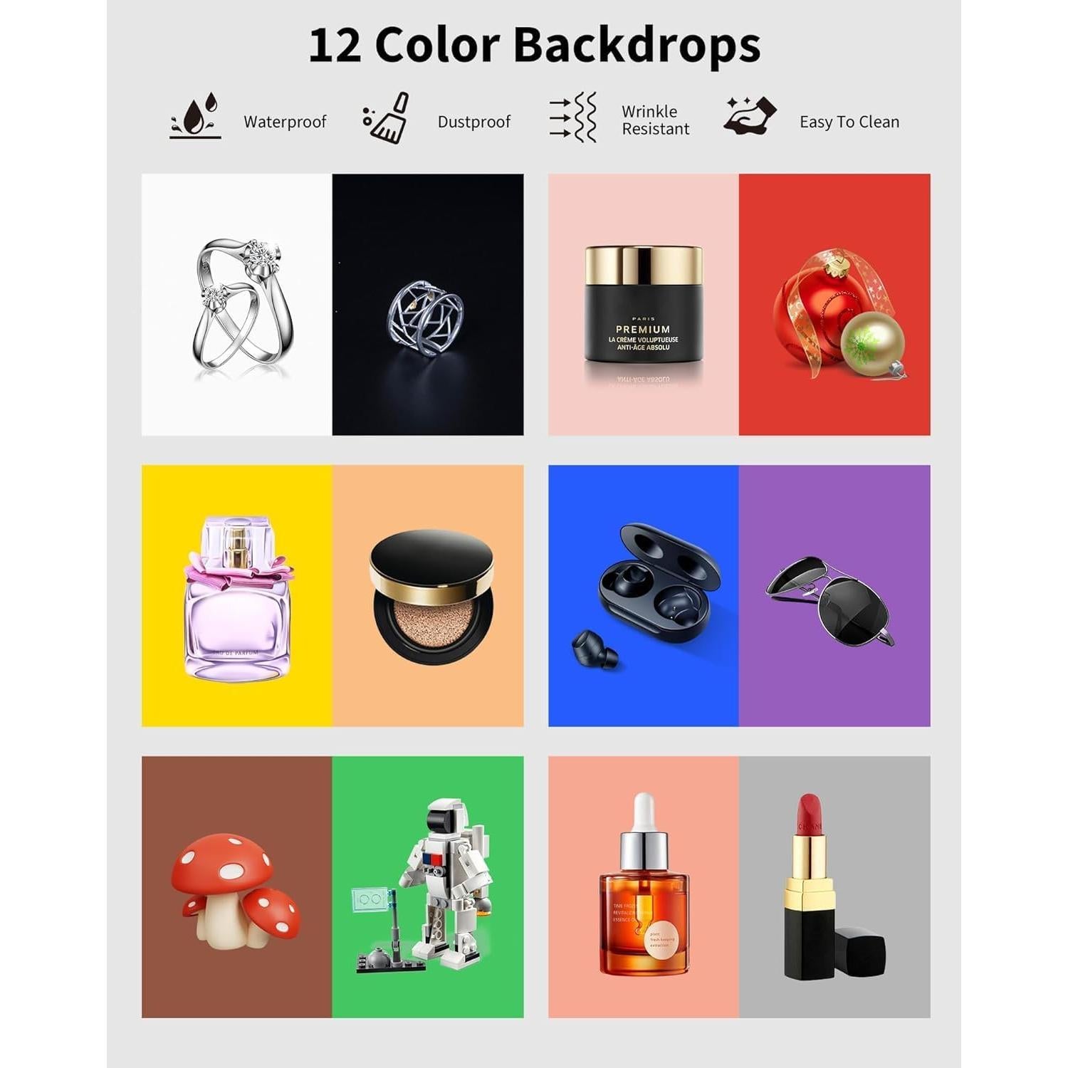 Glendan Portable Light Box Photography: 16"x12" Folding Photo Box with CRI >95 Dimmable 112 LEDs Lights - 12 Color Backdrops for Small Size Products Photography