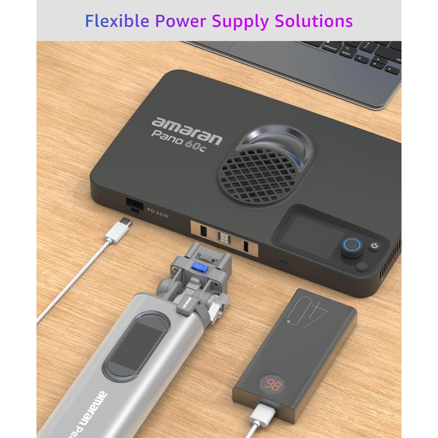 Panel de Luz RGBWW Amaran Pano 60c 60W Compacto USB-C