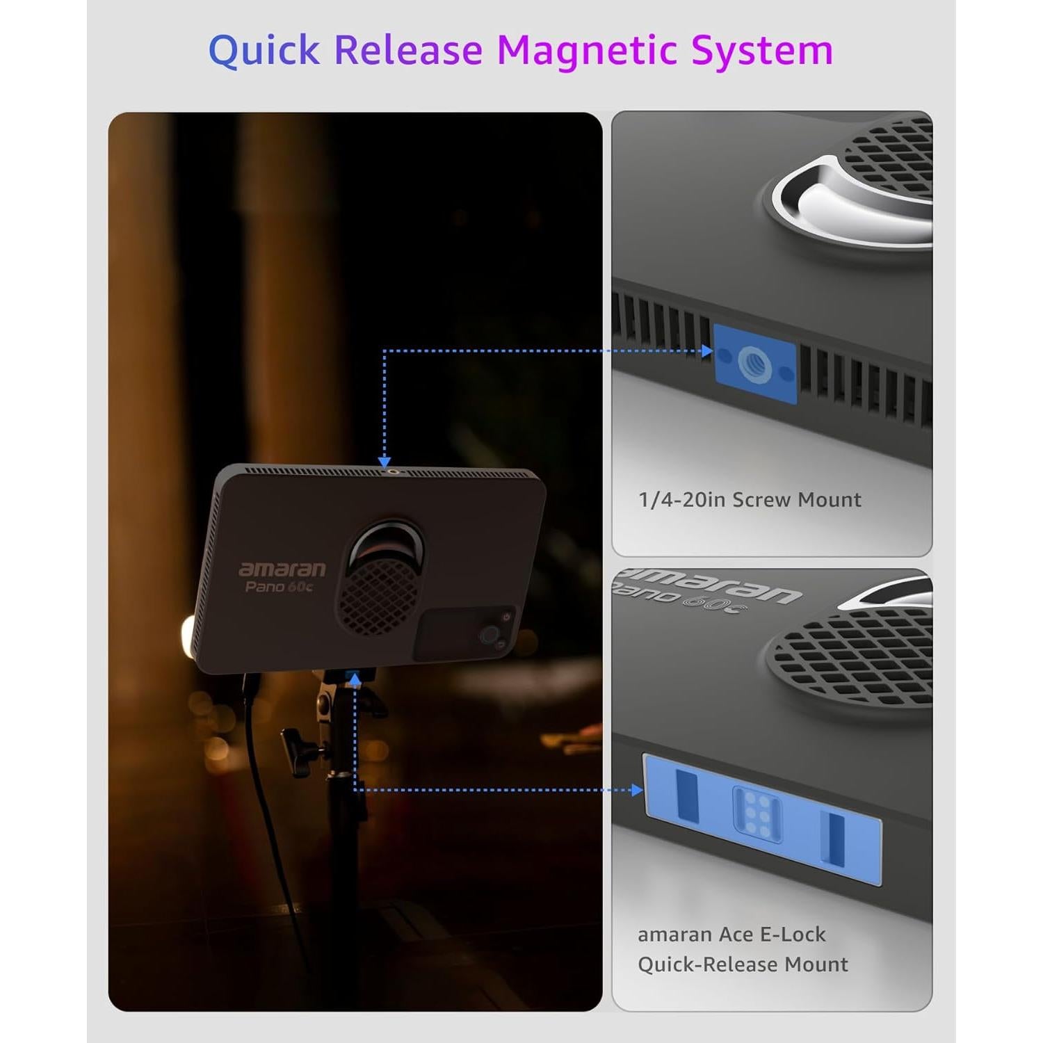 Panel de Luz RGBWW Amaran Pano 60c 60W Compacto USB-C