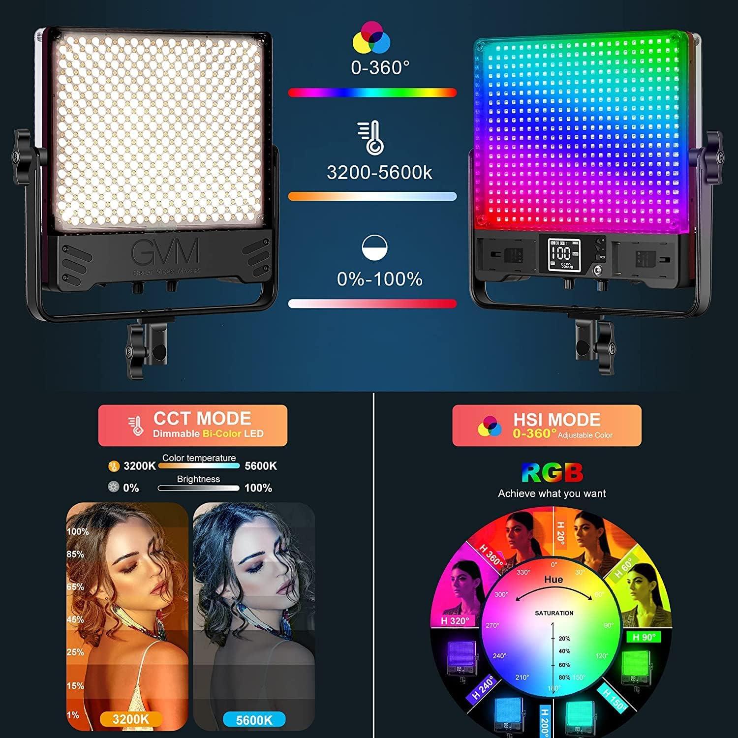 Kit de Iluminación LED GVM 50W RGB Bi-Color con Control APP