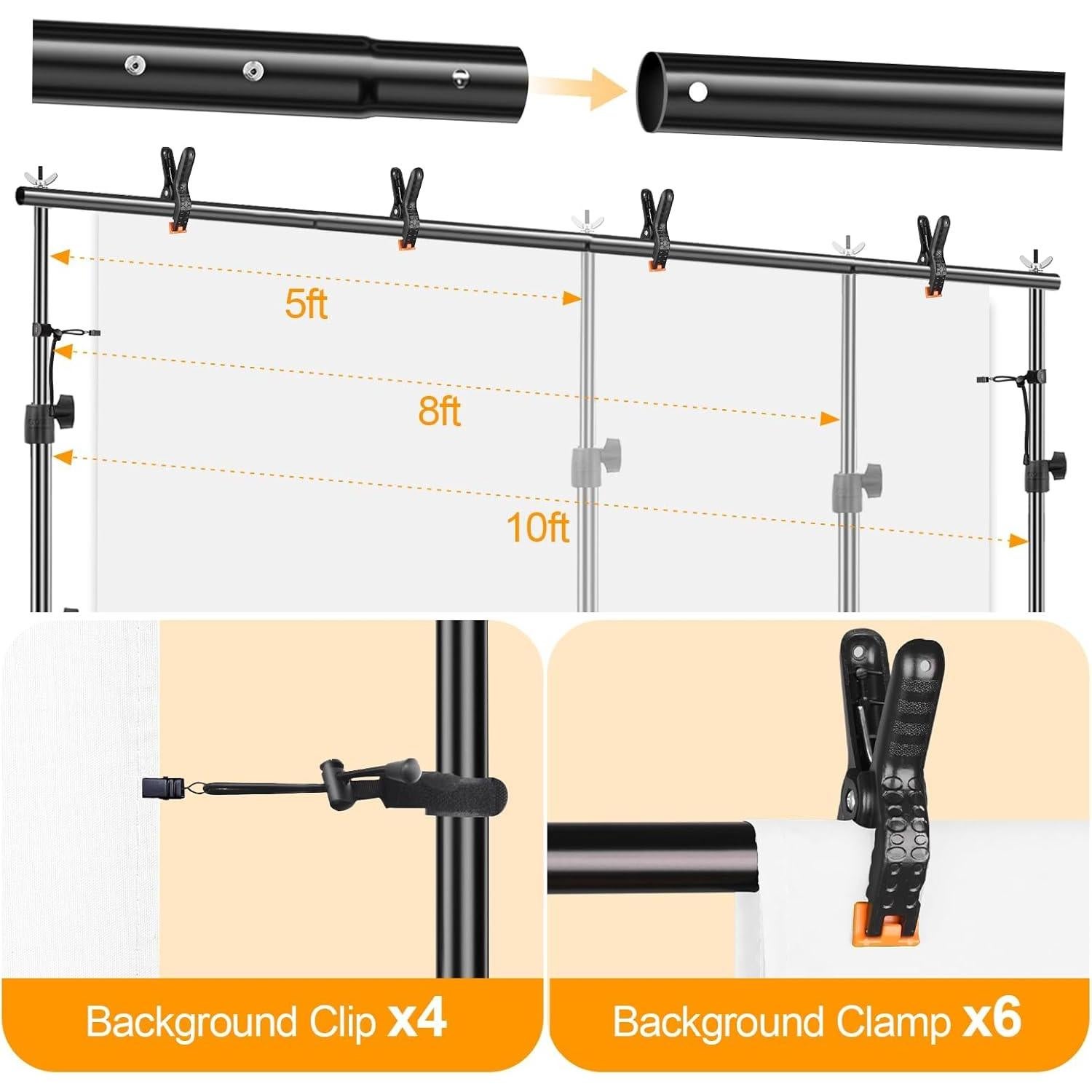 Kit de Soporte para Fondo de Fotografía EMART 2.74x3.05m Ajustable