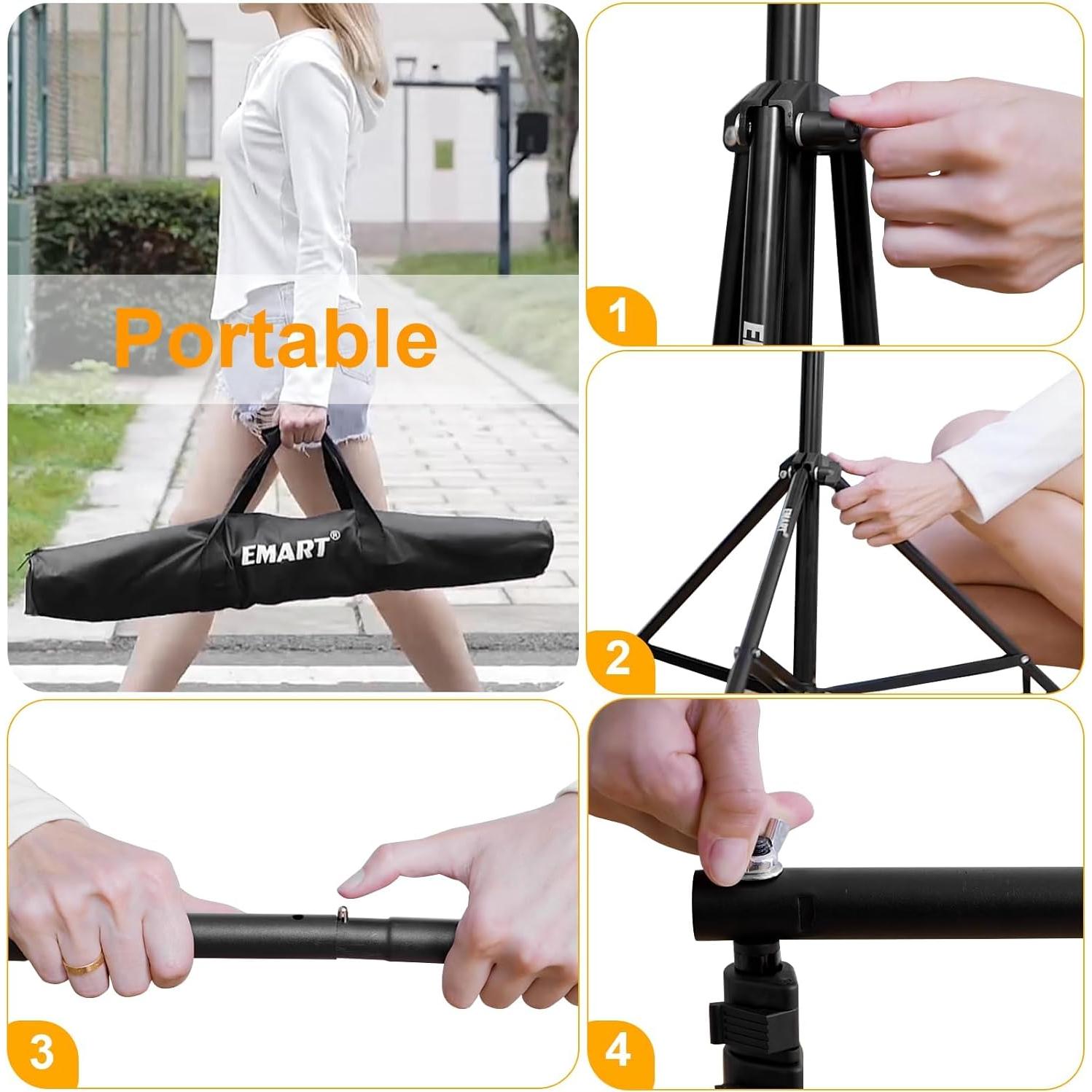 Kit de Soporte para Fondo de Fotografía EMART 2.74x3.05m Ajustable