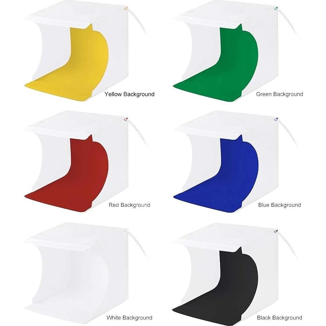 PULUZ Photo Studio Light Box 11.8''/30cm Adjustable Brightness Foldable Light Box Shooting Tent Kit with Ring Lights(128 LED Beads),6 Colors Backdrops for Items Photography