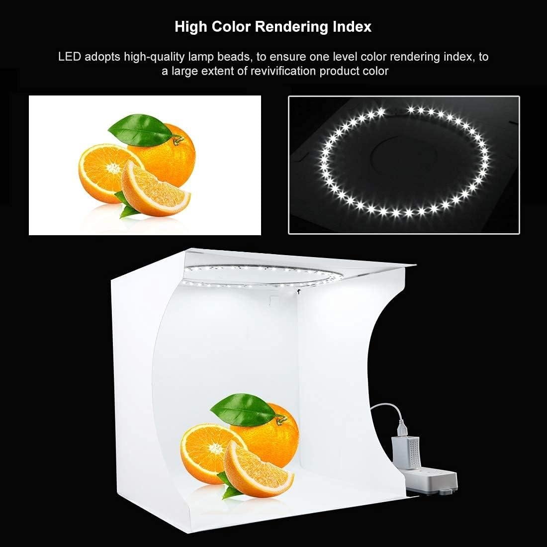 PULUZ Photo Studio Light Box 11.8''/30cm Adjustable Brightness Foldable Light Box Shooting Tent Kit with Ring Lights(128 LED Beads),6 Colors Backdrops for Items Photography