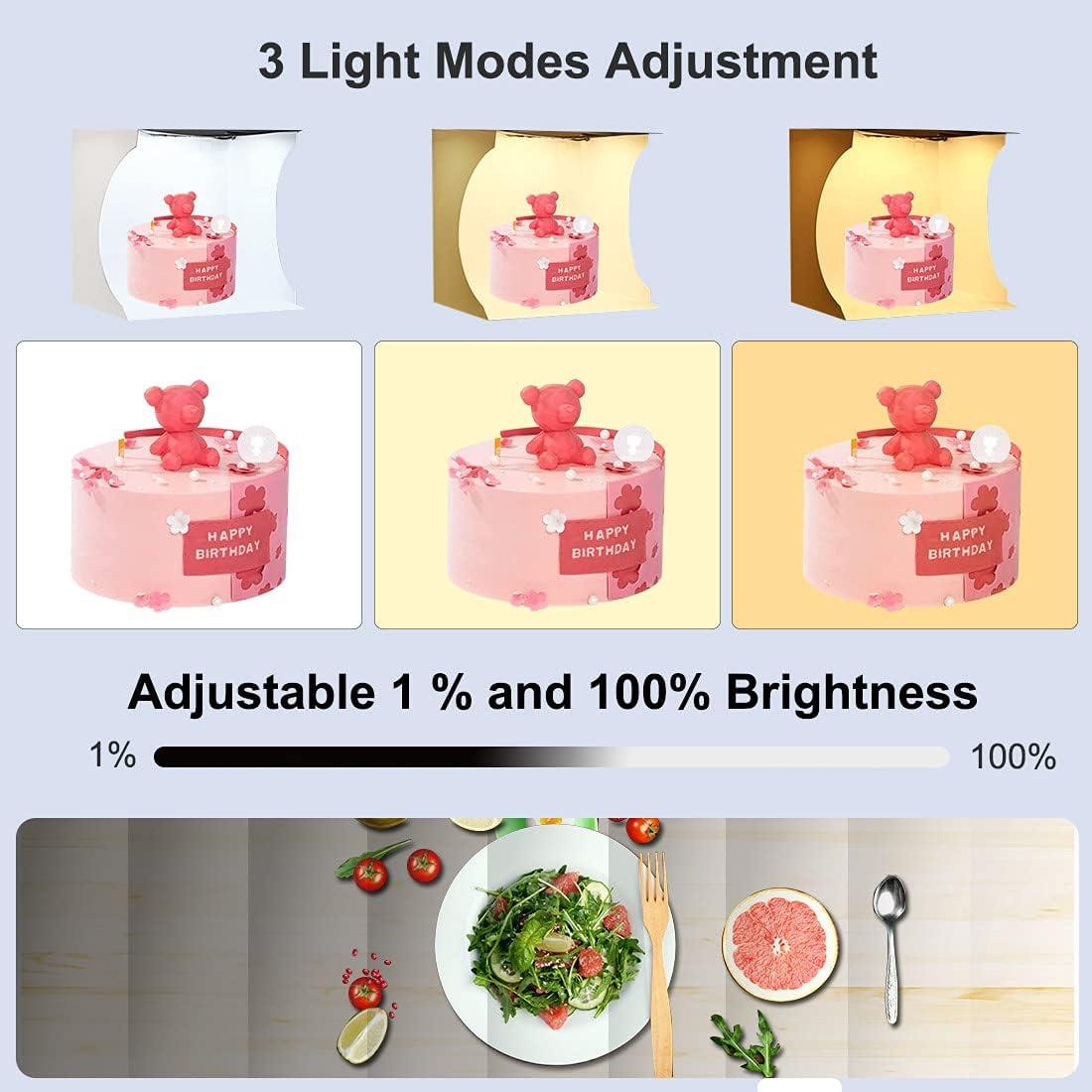 PULUZ Photo Studio Light Box 11.8''/30cm Adjustable Brightness Foldable Light Box Shooting Tent Kit with Ring Lights(128 LED Beads),6 Colors Backdrops for Items Photography