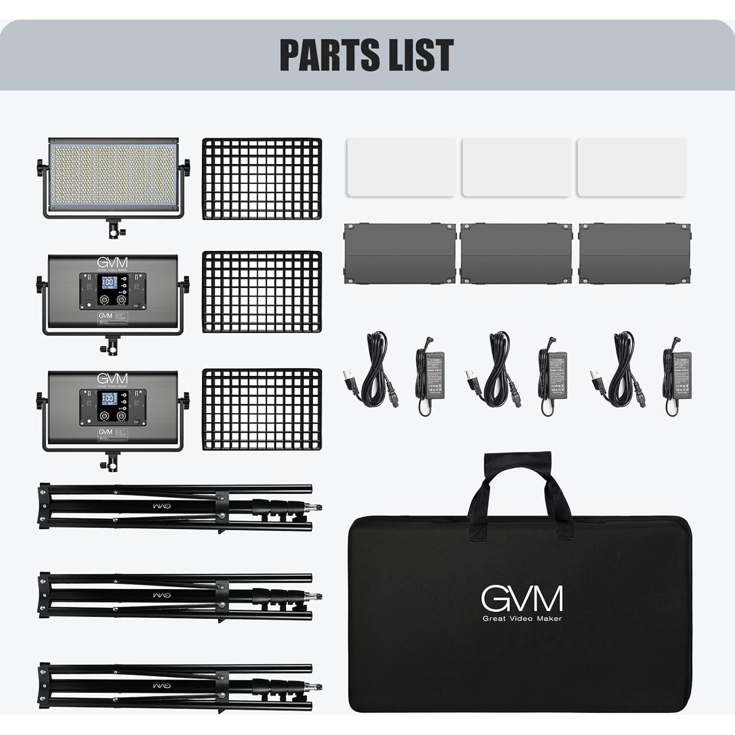 GVM 1500D RGB LED Video Light with Softbox, 75W Video Lighting Kit with Bluetooth Control, 3 Packs Led Panel Light for Photography, YouTube Studio, Broadcasting, 18 Kinds Lighting Scene