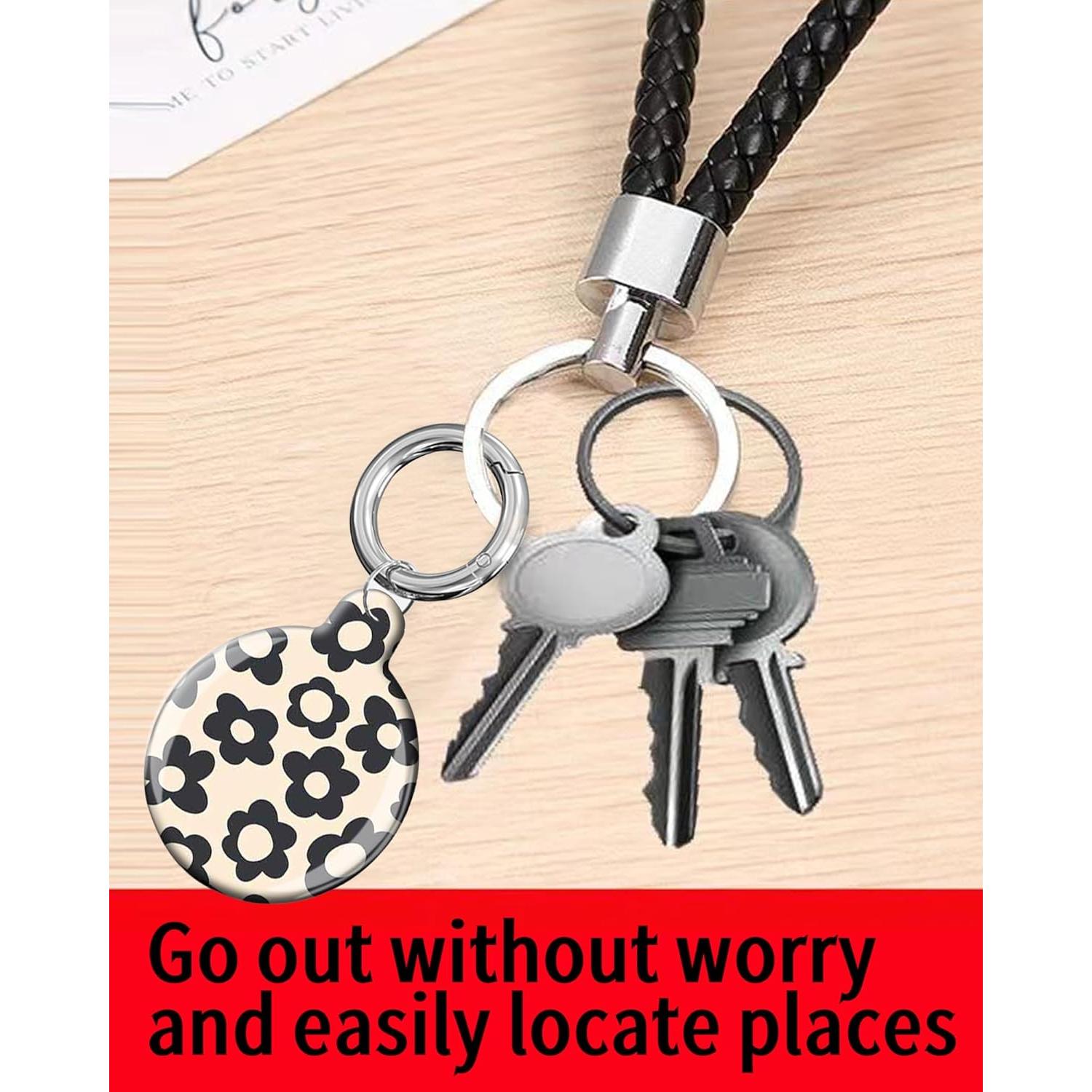 Funda Protectora para Air Tag LZMtacase - Flor Negra - Impermeable