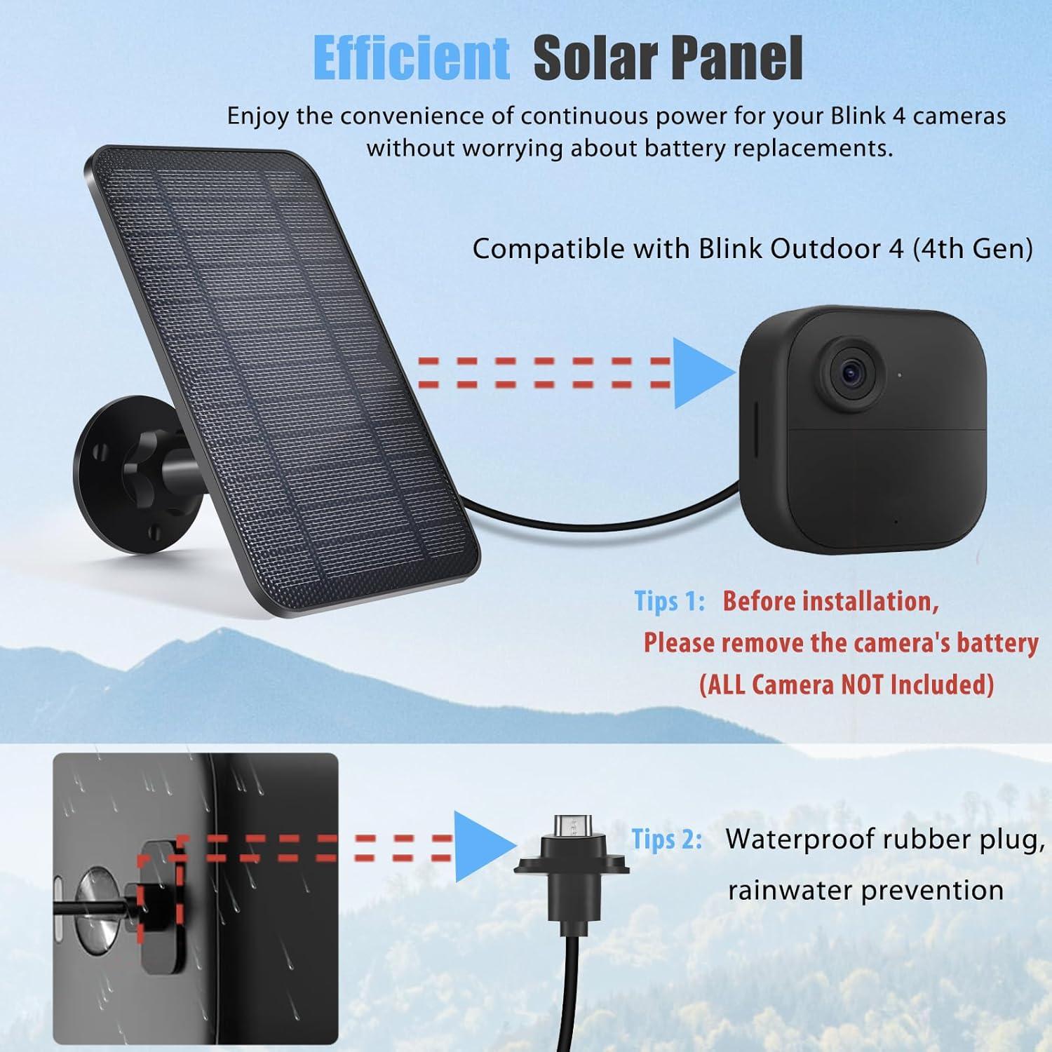 Panel Solar BGJOY para Cámara Blink Exterior 4, 4W Impermeable
