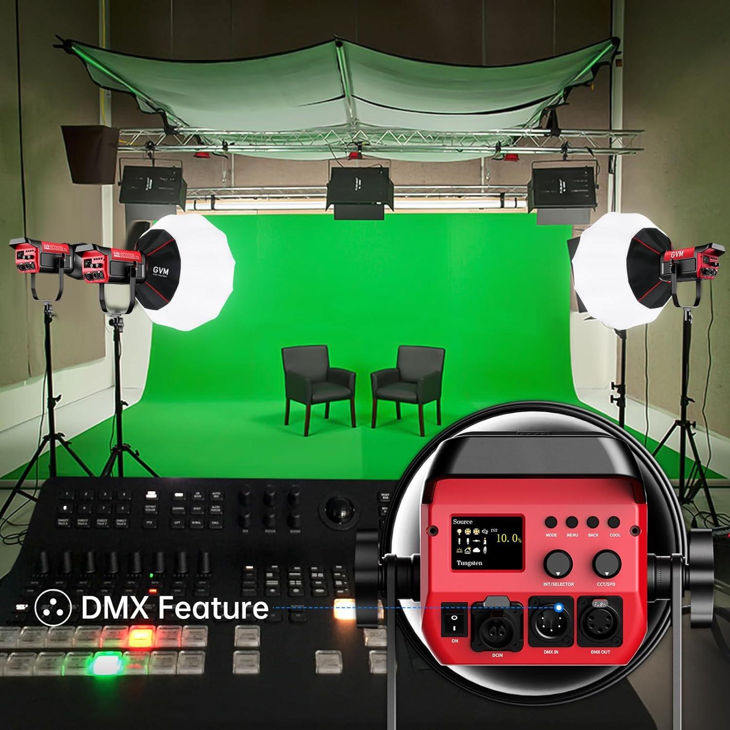 Kit de Iluminación GVM PRO-SD200B 200W con Softbox y Control DMX
