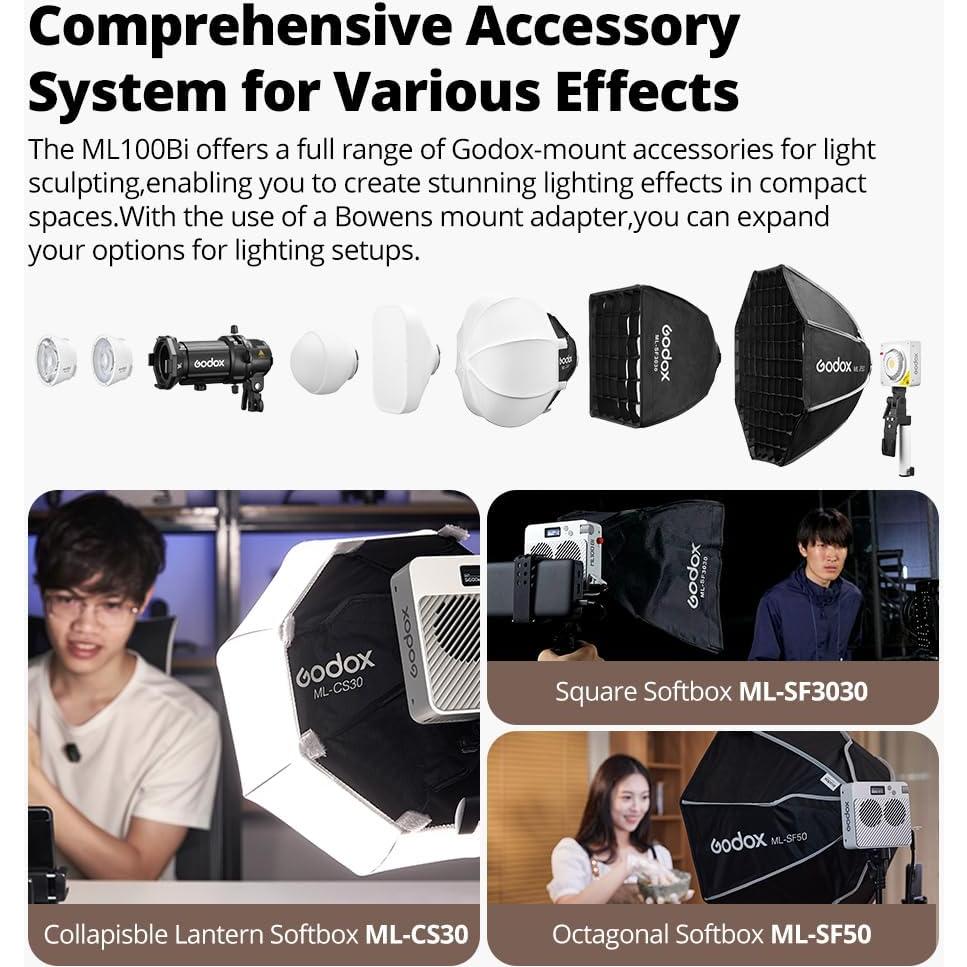 Godox ML100Bi Luz LED 120W Bi-Color 2800K-6500K Control APP