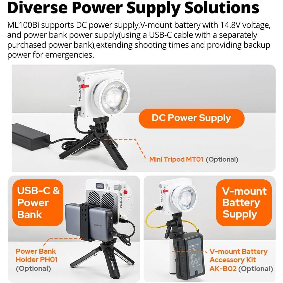 Godox ML100Bi Luz LED 120W Bi-Color 2800K-6500K Control APP