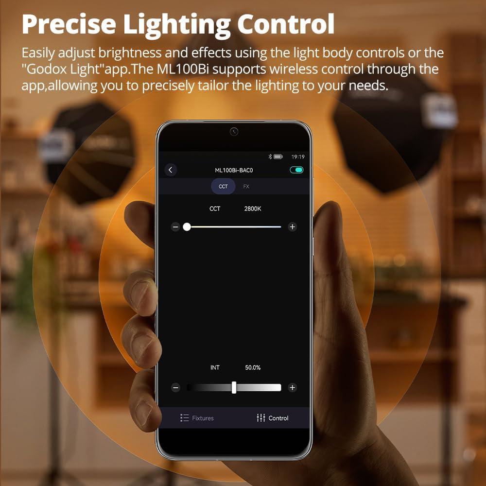 Godox ML100Bi Luz LED 120W Bi-Color 2800K-6500K Control APP