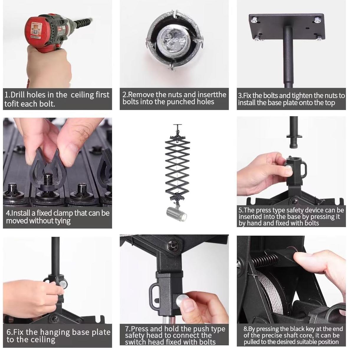 Sistema de riel de techo para fotografía XPAISYQC JL-200 2m