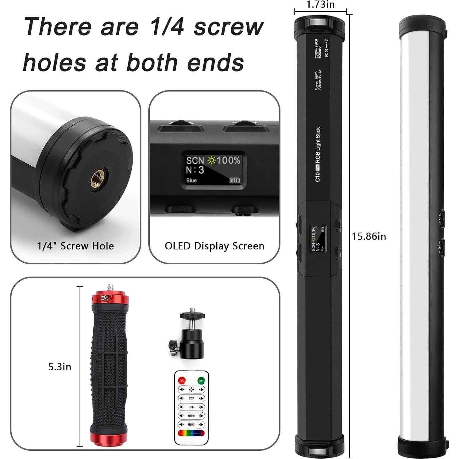 Vara de Luz RGB Obeamiu 2600-9600K Portátil 5000mAh