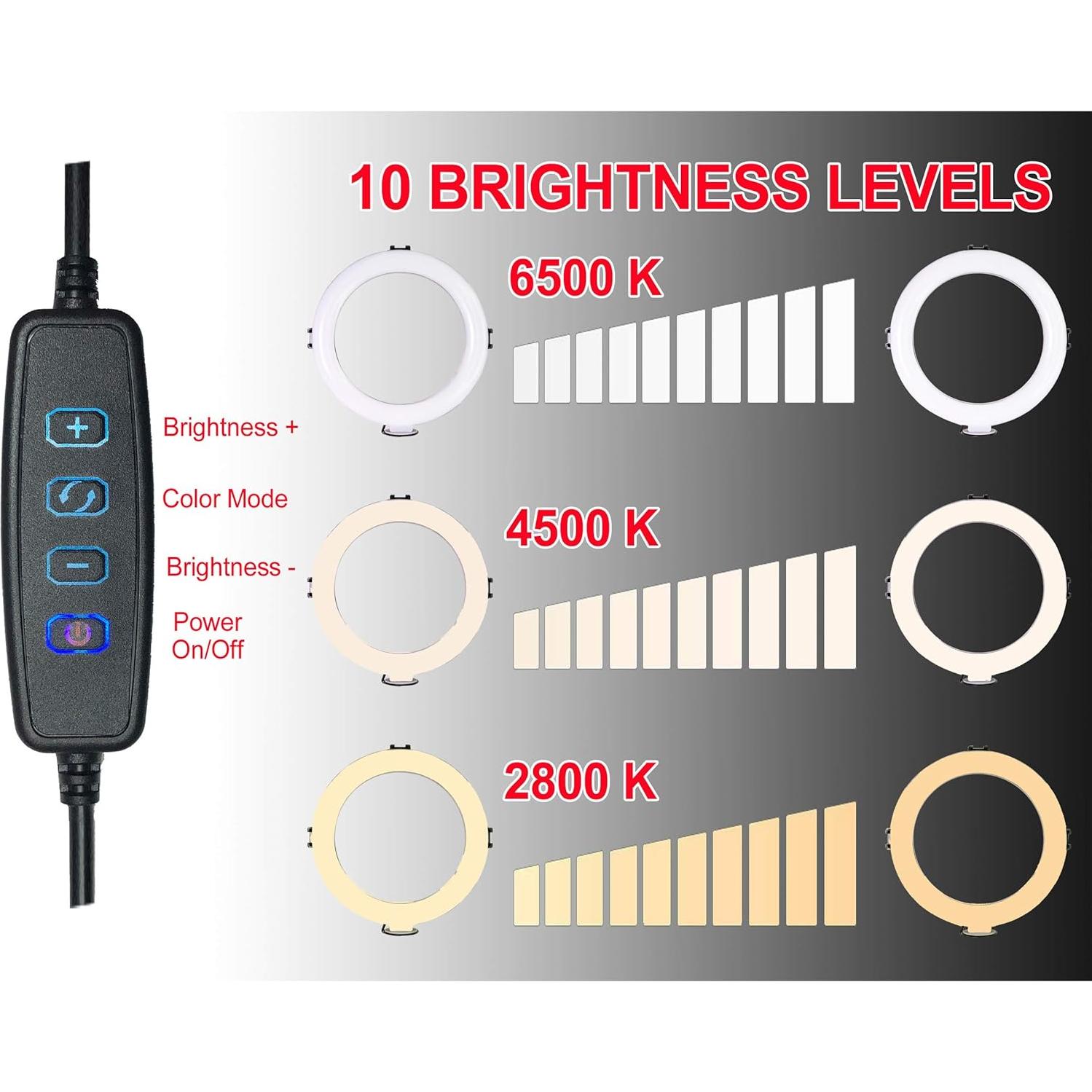 Luz de Anillo LED Vidpro RL-8 20.32 cm con Trípode y Control USB