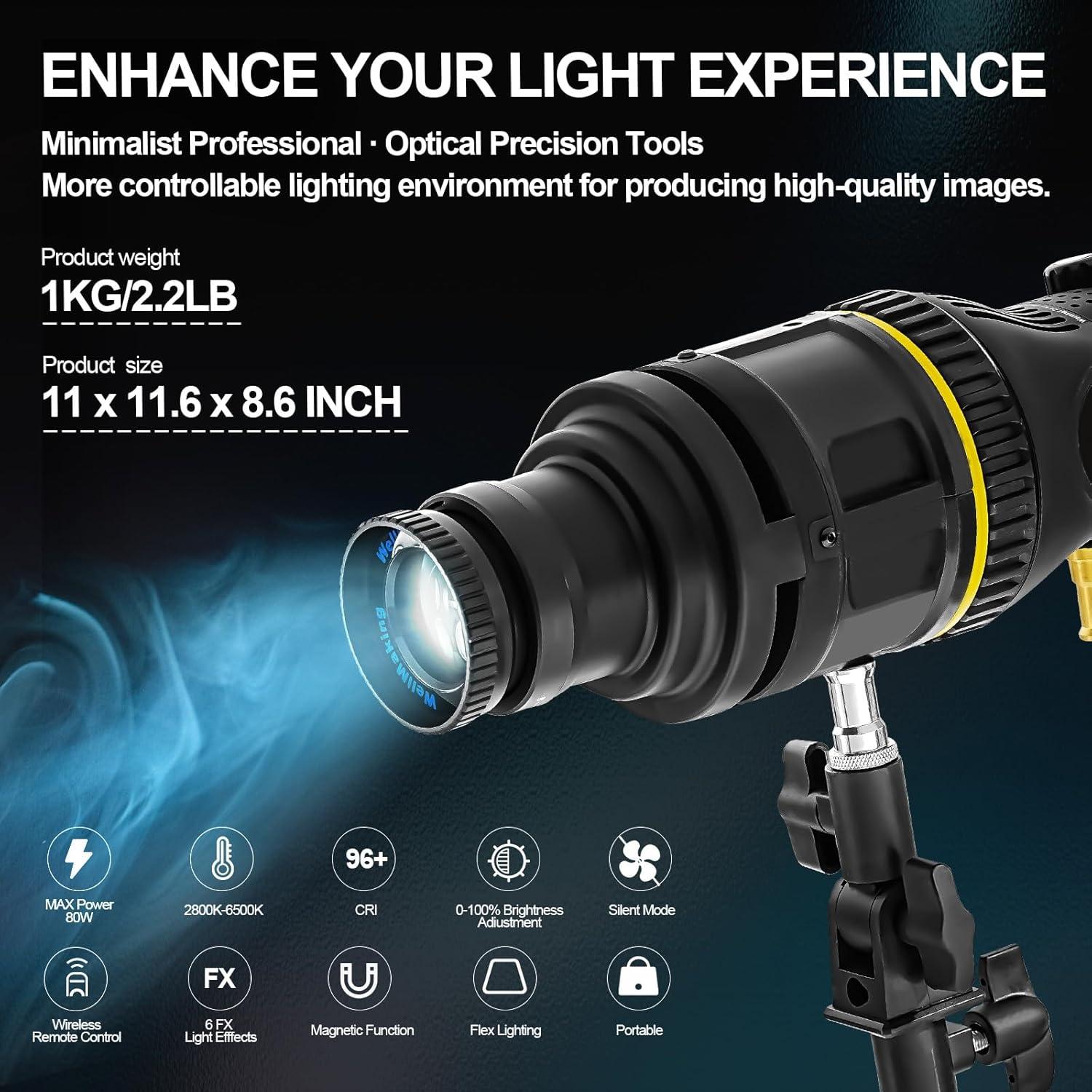 Snoot Óptico WELLMAKING HL-800D con Luz LED 80W Bi-Color