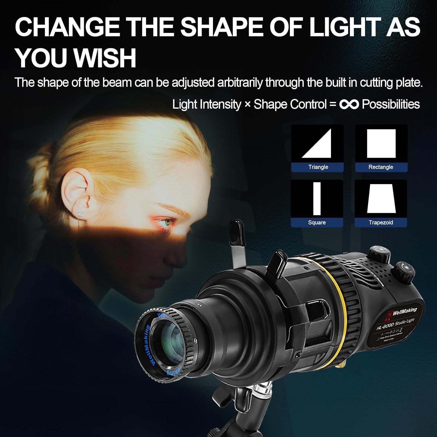 Snoot Óptico WELLMAKING HL-800D con Luz LED 80W Bi-Color