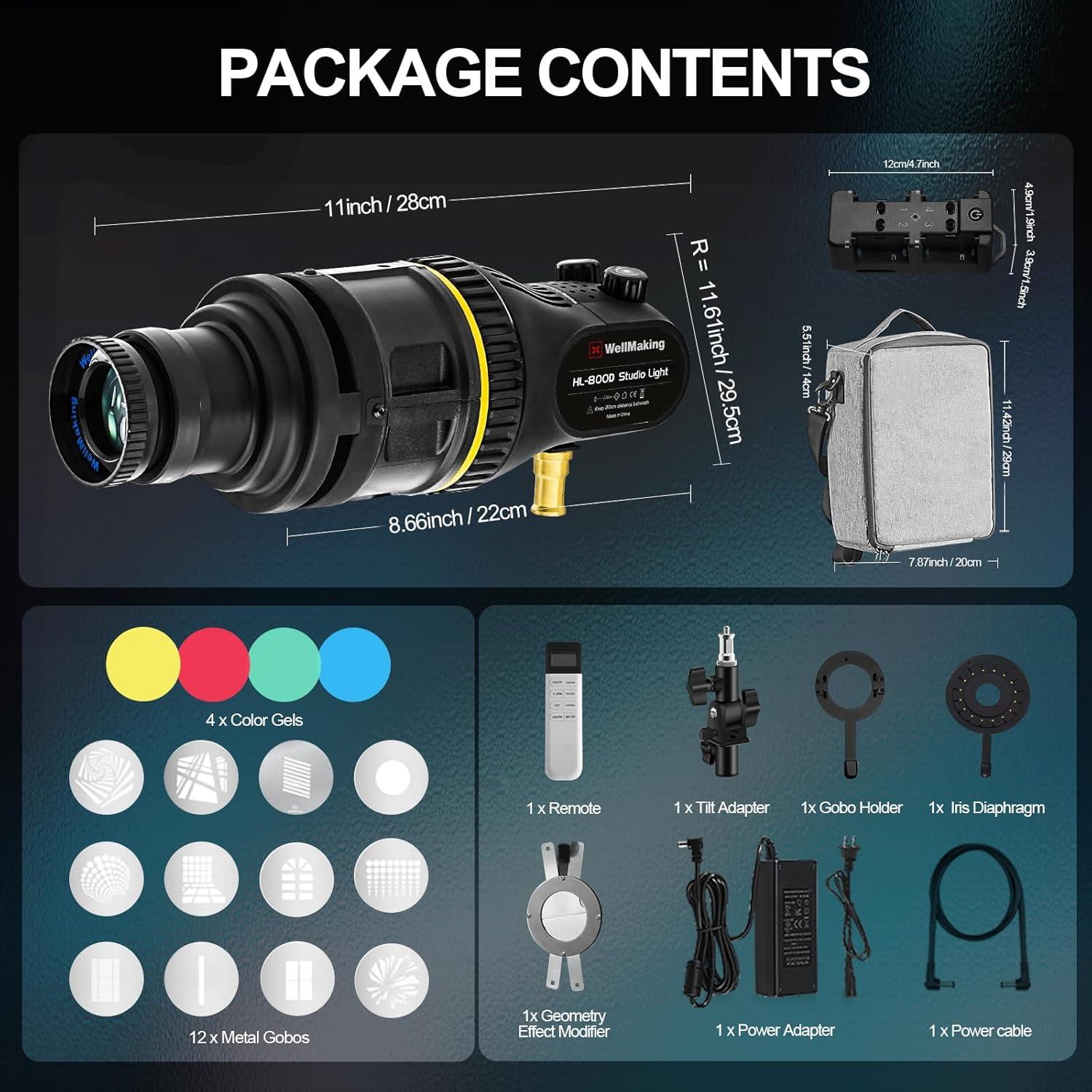 Snoot Óptico WELLMAKING HL-800D con Luz LED 80W Bi-Color