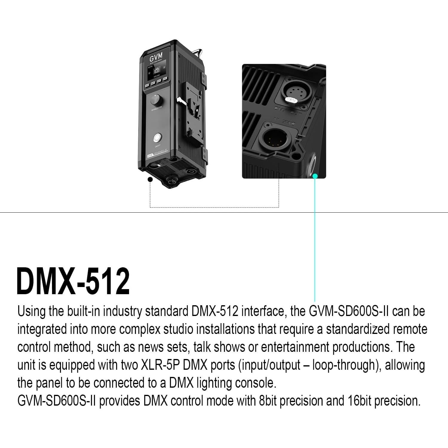 Luz de Video LED GVM SD600S 600W 5600K Control APP/DMX