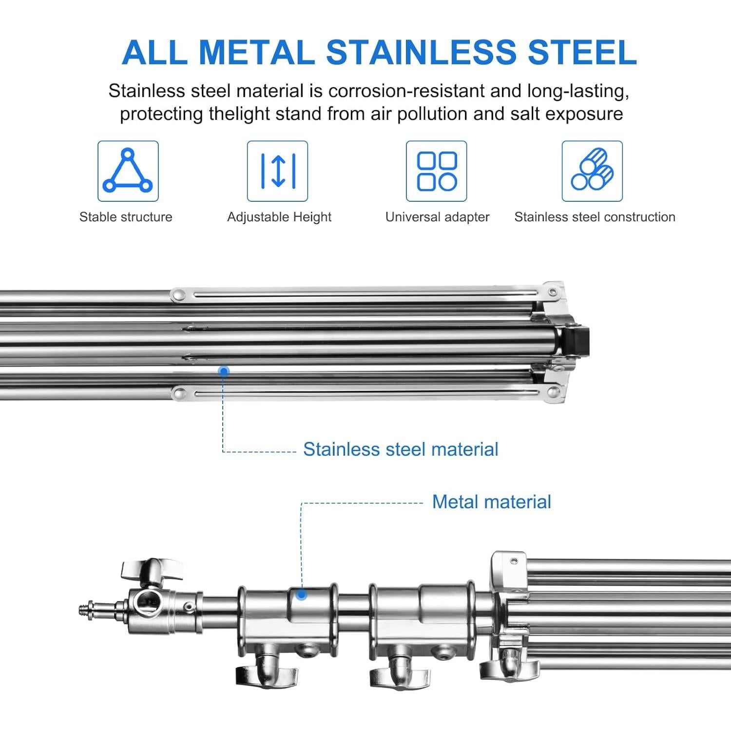 Soporte de Luz Ajustable FOTOLS 2.8m Acero Inoxidable