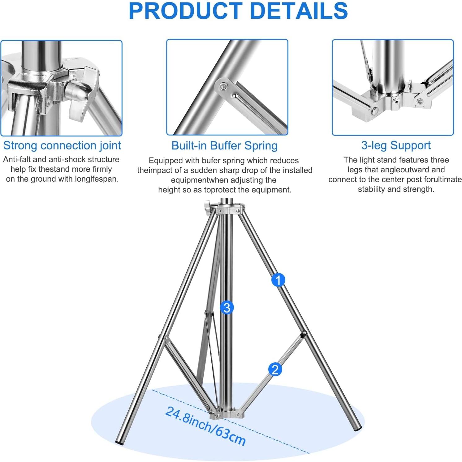 Soporte de Luz Ajustable FOTOLS 2.8m Acero Inoxidable