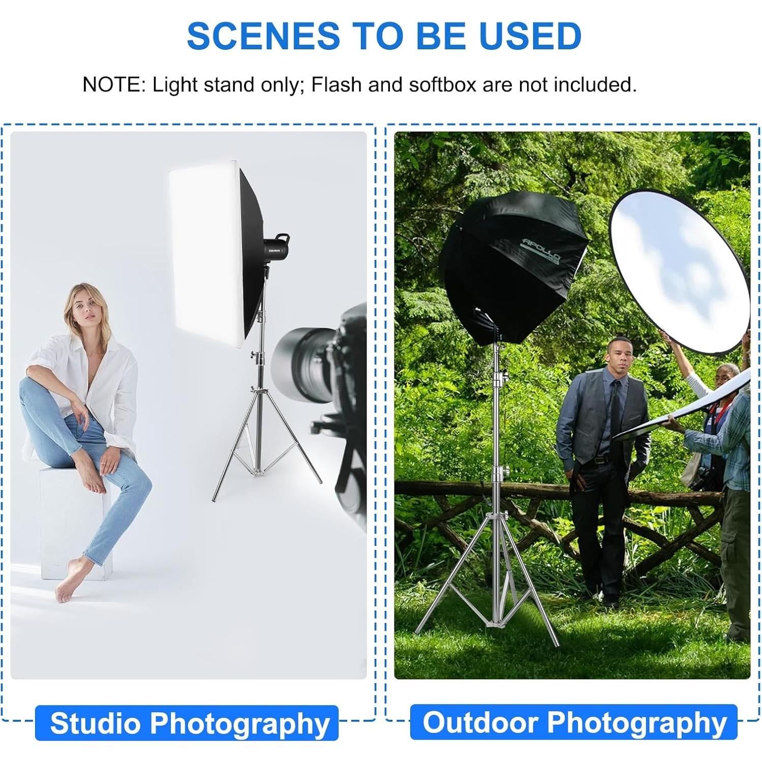 Soporte de Luz Ajustable FOTOLS 2.8m Acero Inoxidable