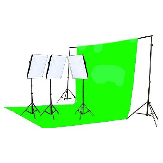 Kit de Iluminación Softbox Fancierstudio 2400W Pantalla Verde