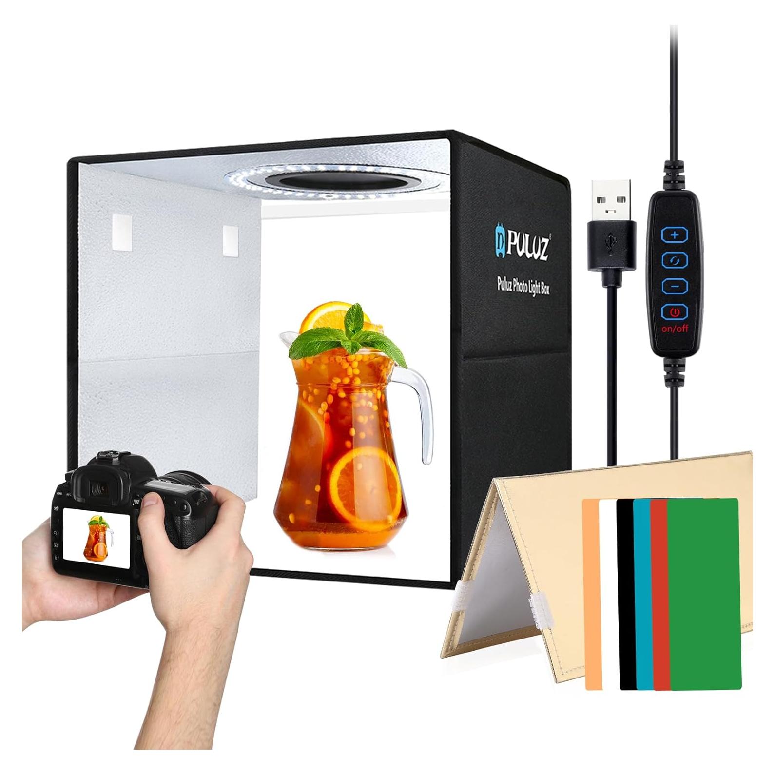 Caja de Luz Fotográfica Plegable Puluz 30x30cm con LED