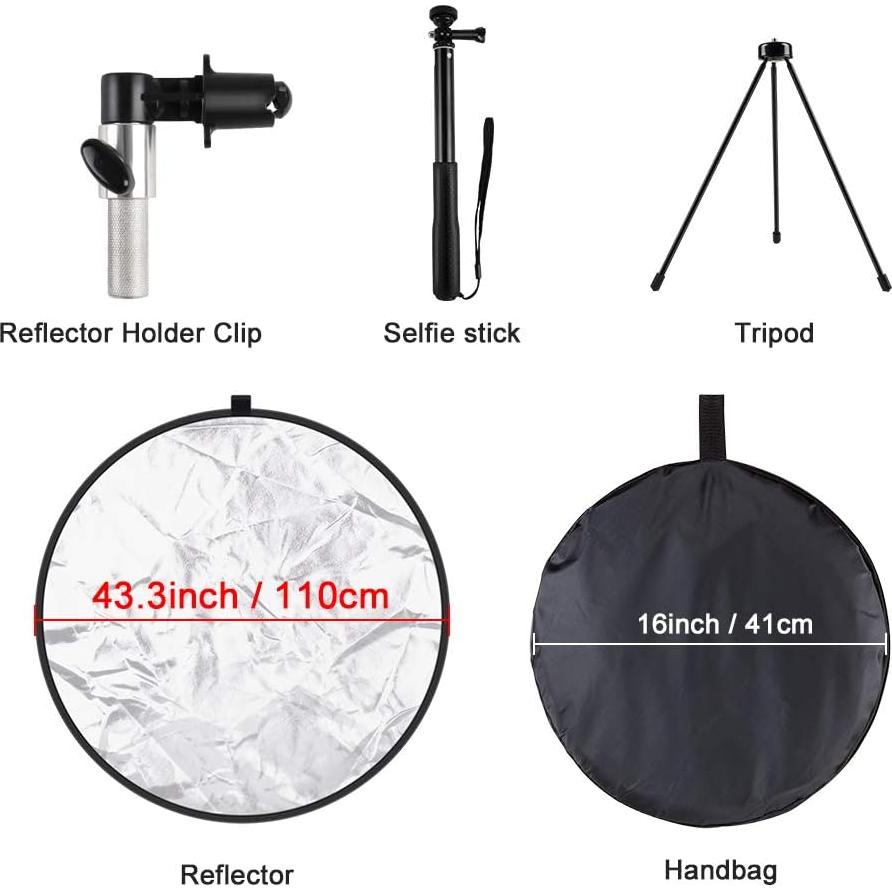 Kit Reflector de Luz 5 en 1 Plegable 110 cm con Soporte