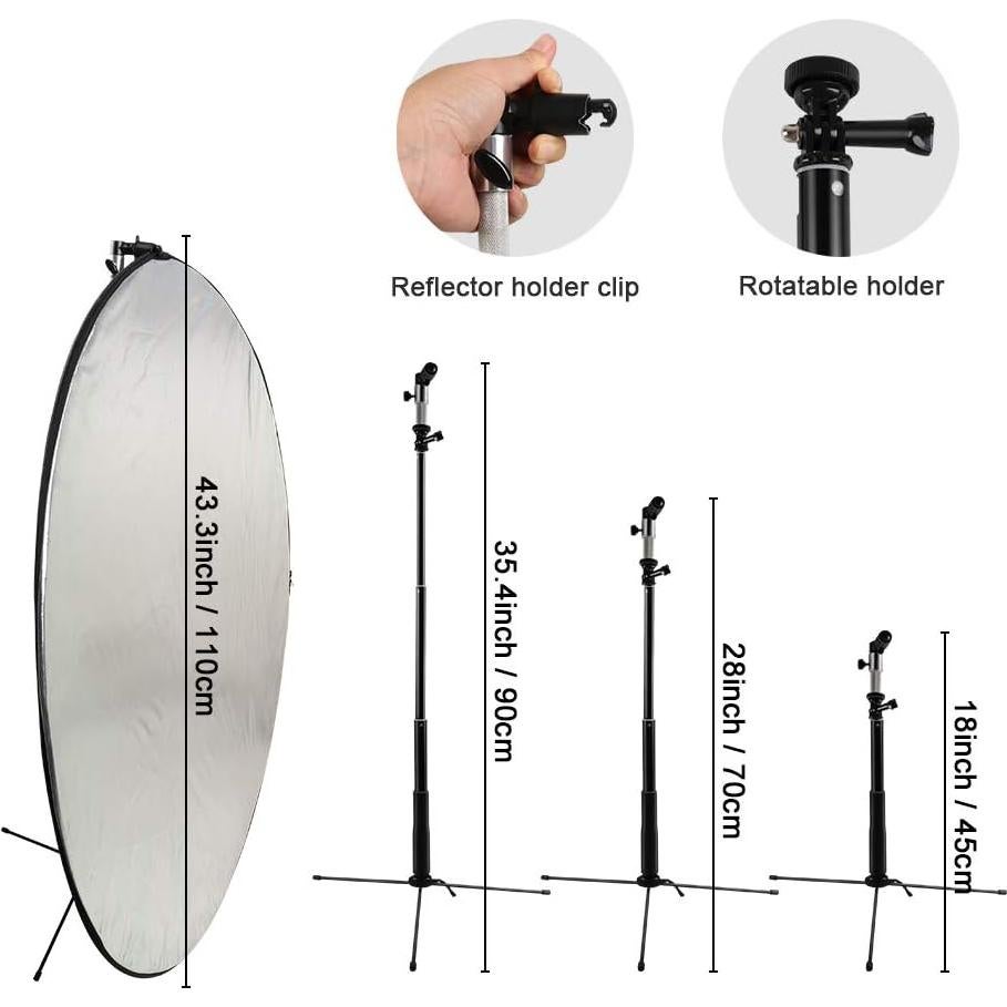 Kit Reflector de Luz 5 en 1 Plegable 110 cm con Soporte