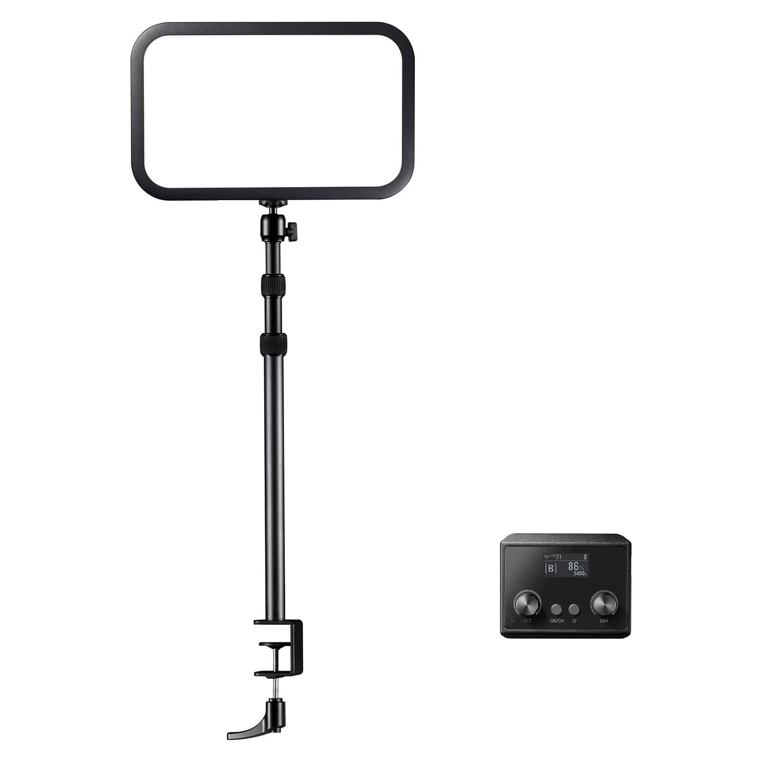 Godox ES45 Key Light, LED Video Light with Extendable Desk Stand, 0-100% Brightness & 2800-6500k Color Temperature Adjustment, APP/Remote Control, Soft Light Panel for Streaming, Zoom Calls, YouTube
