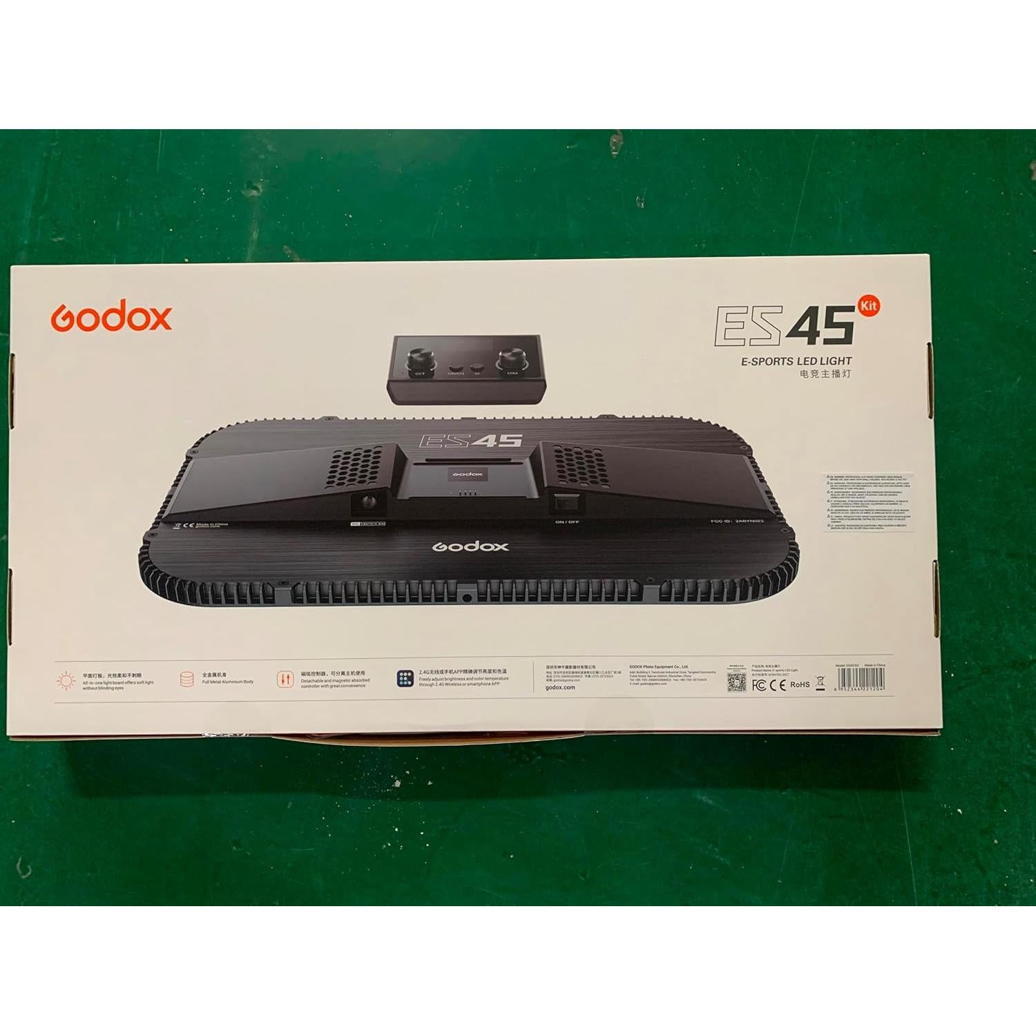 Godox ES45 Key Light, LED Video Light with Extendable Desk Stand, 0-100% Brightness & 2800-6500k Color Temperature Adjustment, APP/Remote Control, Soft Light Panel for Streaming, Zoom Calls, YouTube