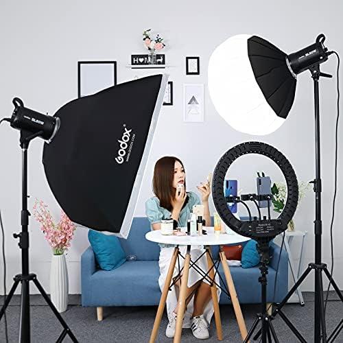 Godox 2 Pack SL-60II bi 120W CRI95+ Bi-Color Continuous Output Lighting LED Video Light Bowens Mount Kit for YouTube, Video, Studio, Children Photography, Wedding Shooting with Softbox, Light Stand