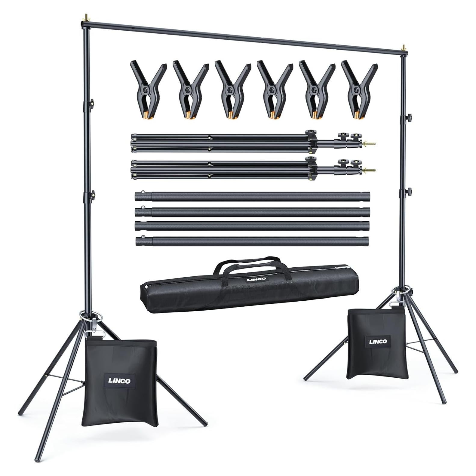 Kit de Soporte de Fondo Fotográfico LINCO 4172 Ajustable 3.05x2.13m